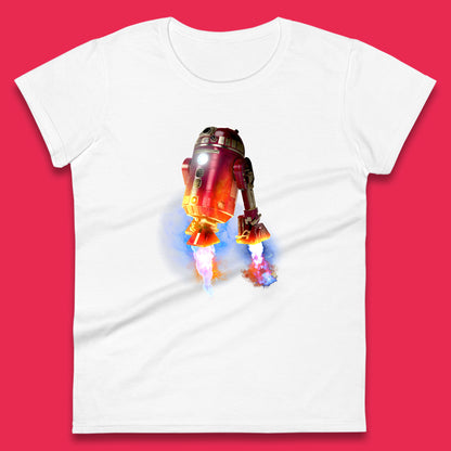 R2-D2 Ready To Fly Iron Man Spoof Sci-fi Action Adventure Movie Character  Star Wars 46th Anniversary Womens Tee Top