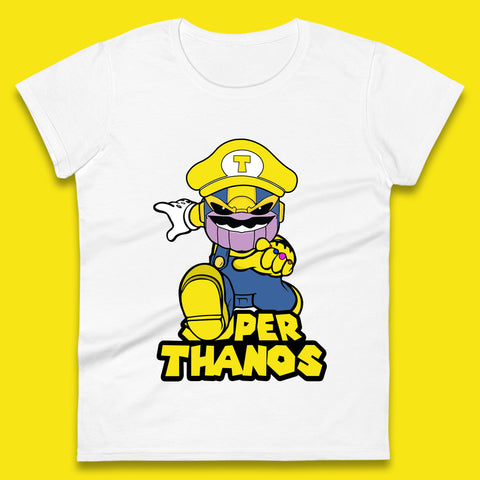 Super Thanos Marvel Infinity Gauntlet Super Mario Spoof Marvel Nintendo Game Series Wario Thanos Fictional Character Womens Tee Top