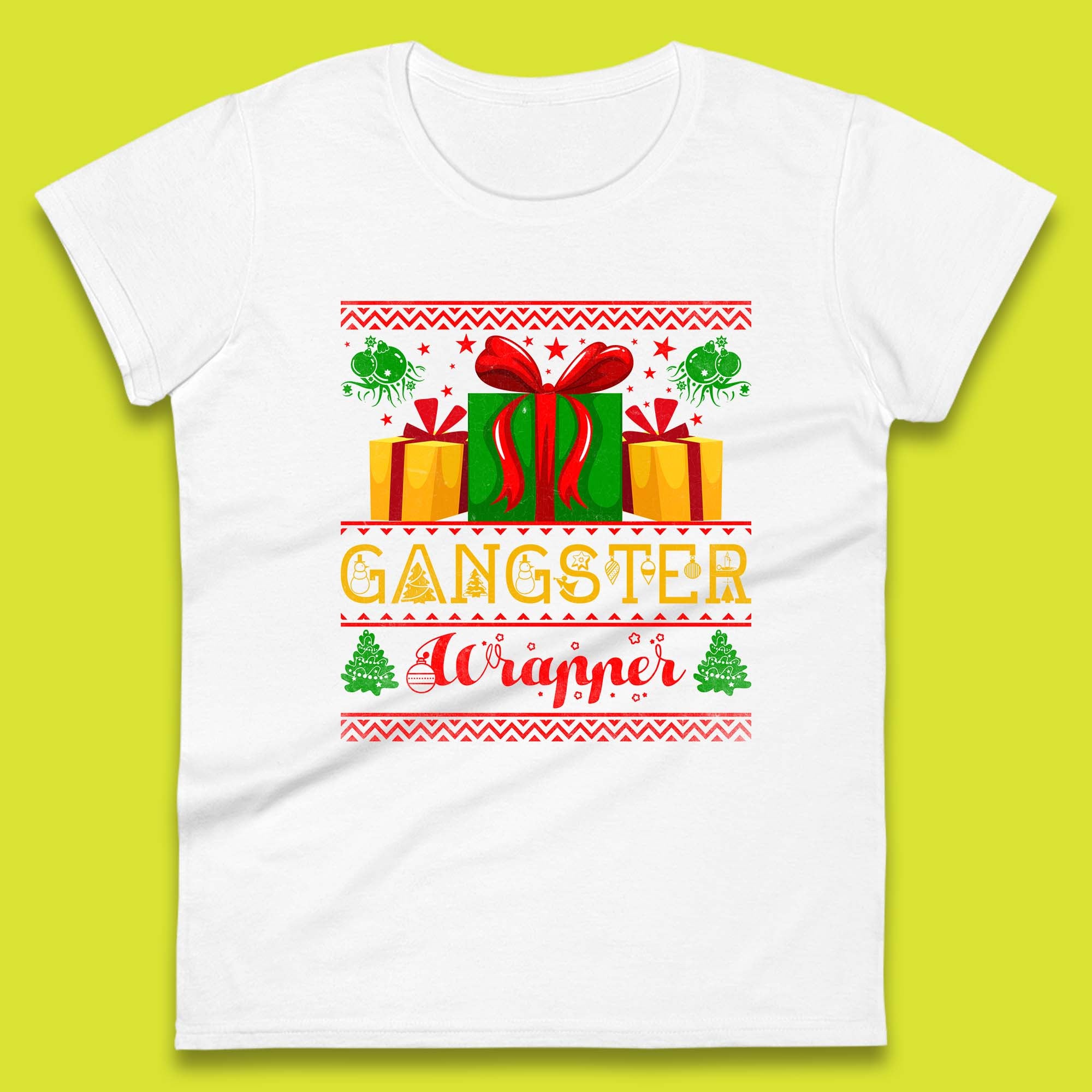 Gangster Wrapper Christmas Gangster Wrappa Funny Xmas Gift Wrapping Womens Tee Top