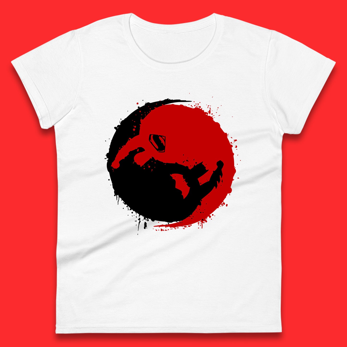 Dc Comics American Superheros Superman And Batman Fictional Movie Character Anime Yin Yang Spoof  Womens Tee Top