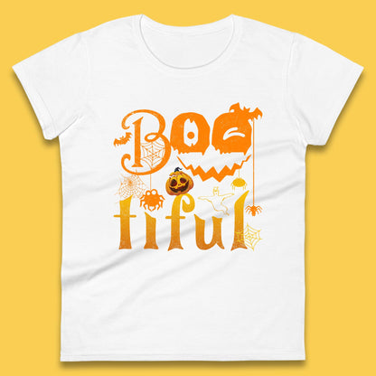 Bootiful Halloween Ghost Funny Boo Ghost Scary Spooky Season Womens Tee Top