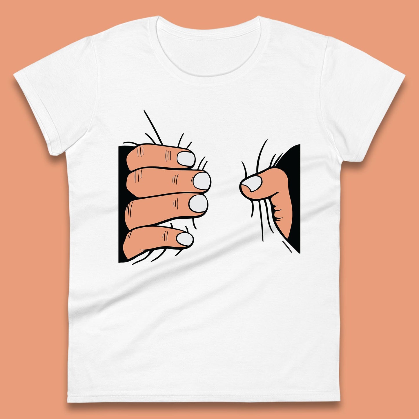 Crushing Handshake Big Hand Squeezing Funny Hand Grabbing Photographic Womens Tee Top