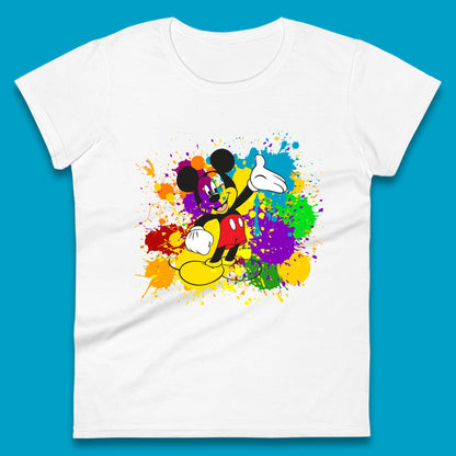 Abstract Paint Splashing On Disney Mickey Mouse Disneyland Trip Womens Tee Top