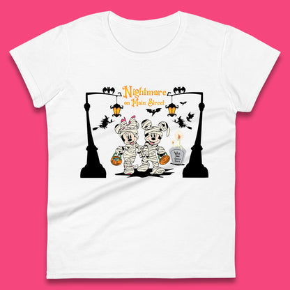 Nightmare On Main Street Disney Halloween Mickey Minnie Mouse Mummy Disneyland Trip Womens Tee Top