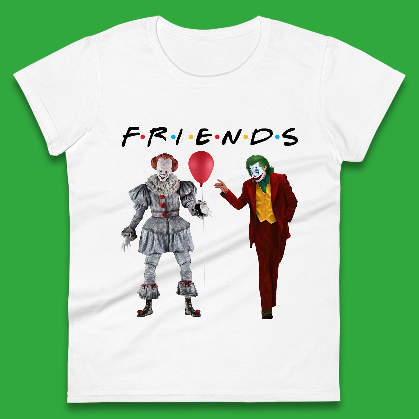 IT Pennywise Clown And Joker Friends Inspired Horror Scary Halloween Movie Characters Womens Tee Top