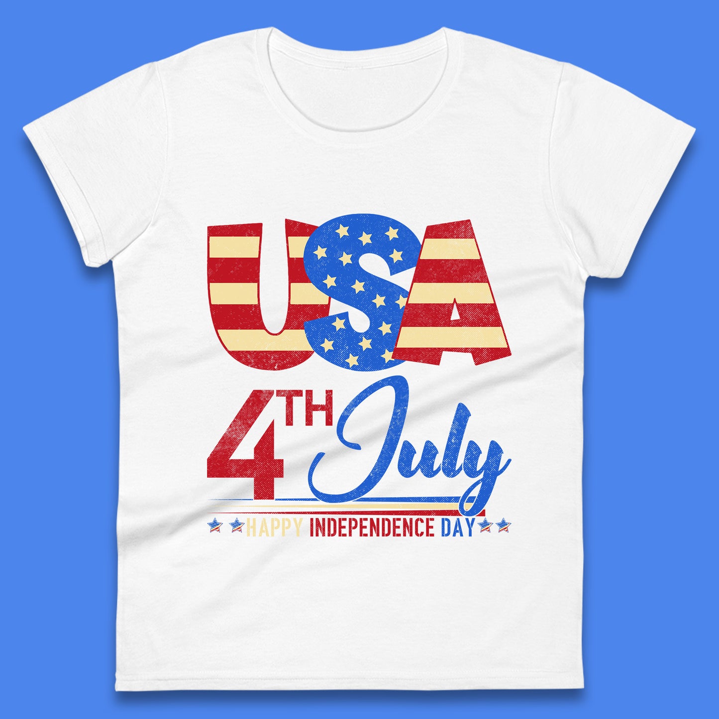 USA 4th July Happy Independence Day Celebration Patriotic Womens Tee Top