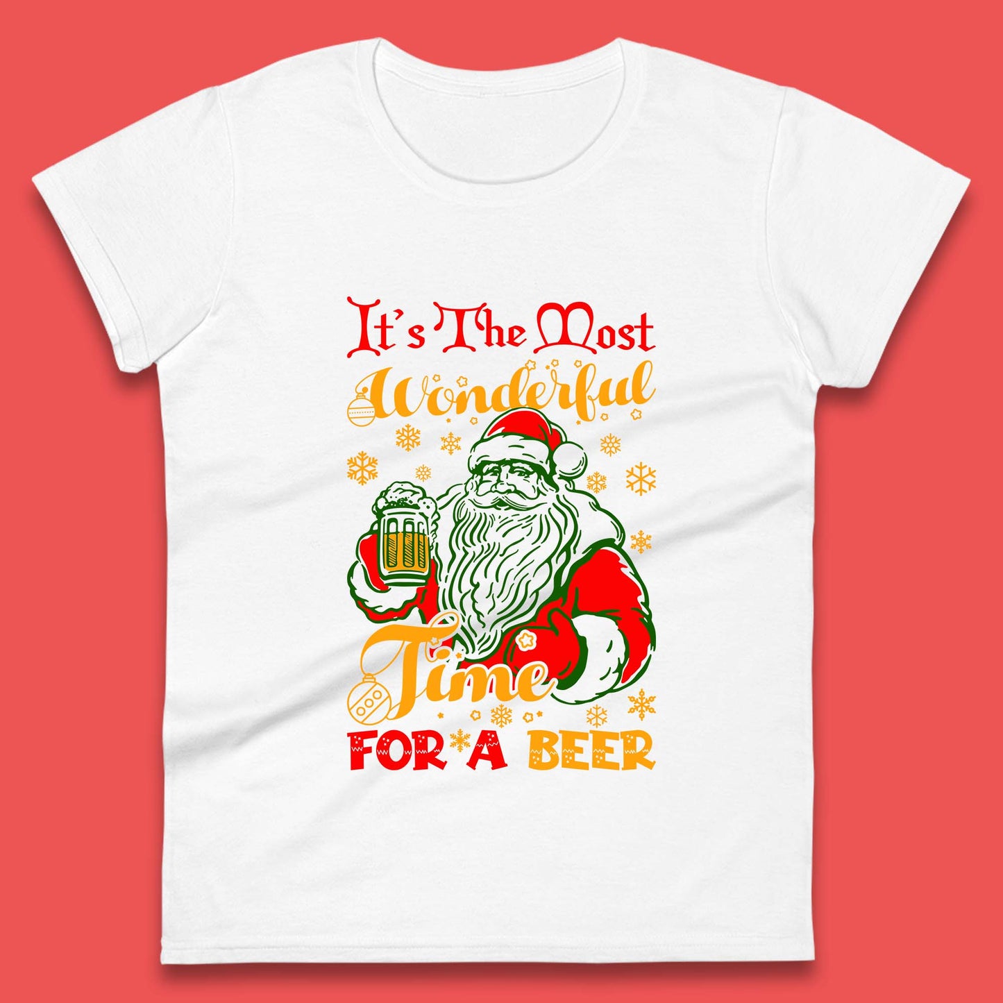 santa drinking beer womens shirt