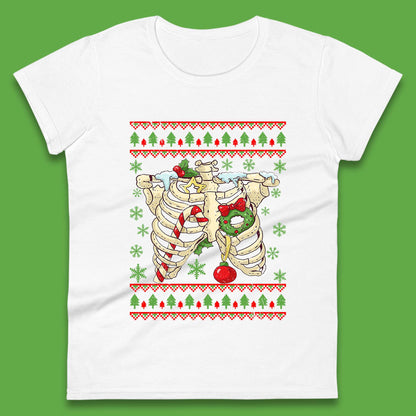 Christmas Ribs Skeleton Womens T-Shirt
