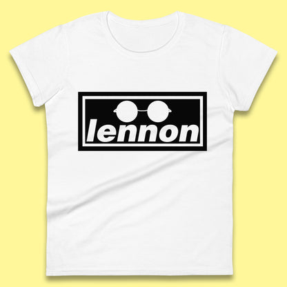 Lennon British Beatles Band John Lennon Singer Songwriter Musician Lennon Glasses Womens Tee Top