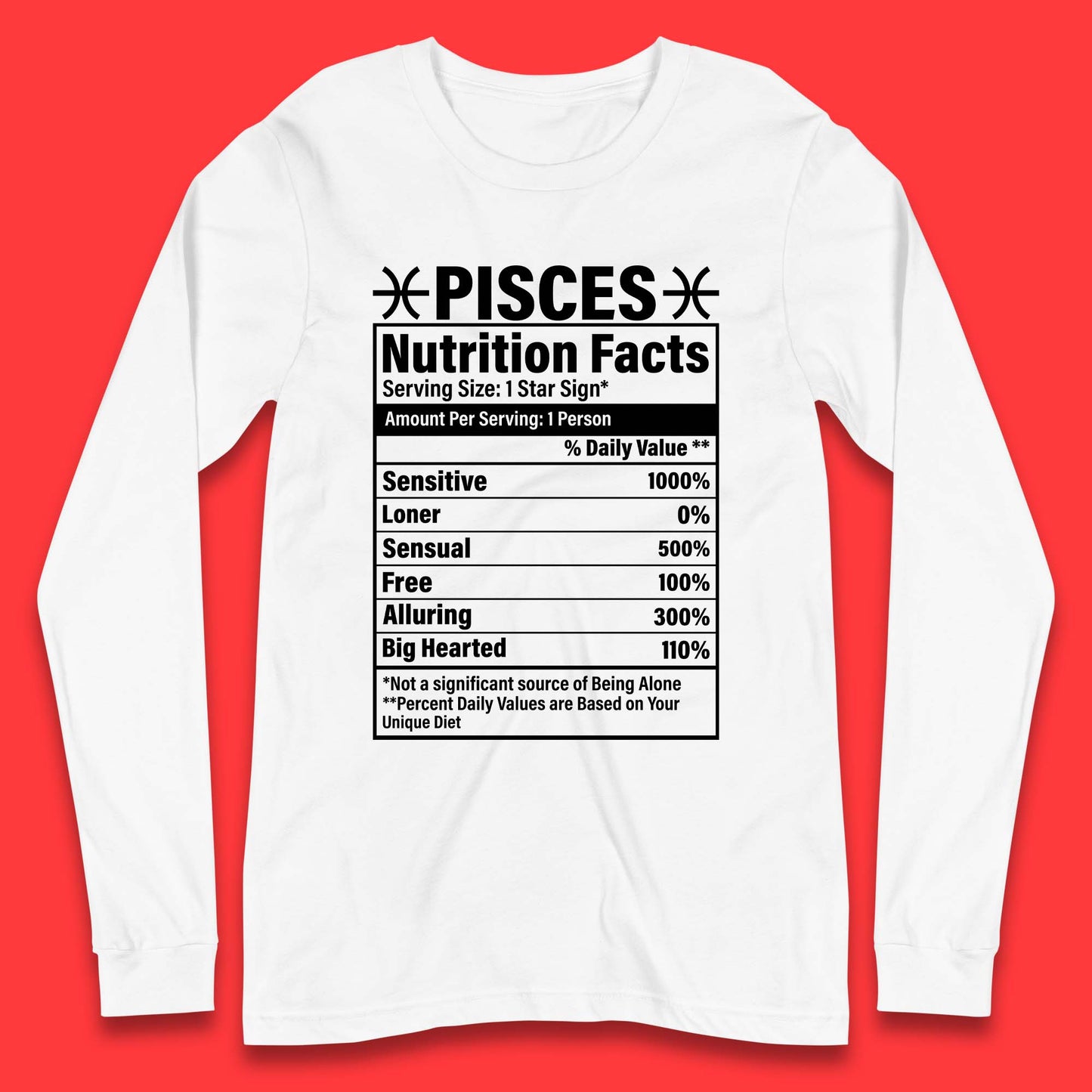 Pisces Nutrition Facts Long Sleeve T-Shirt