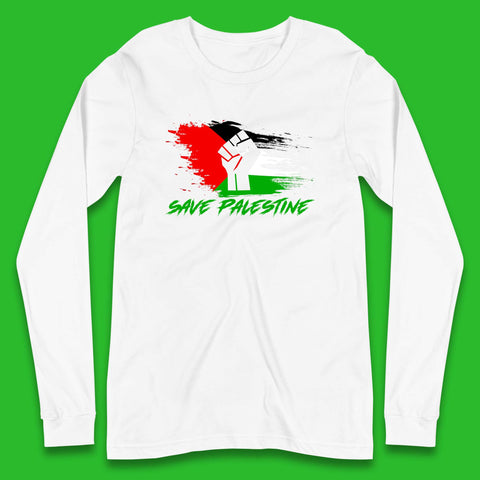 Save Palestine Freedom Protest Fist Palestine Flag Stand With Palestine Support Palestine Long Sleeve T Shirt
