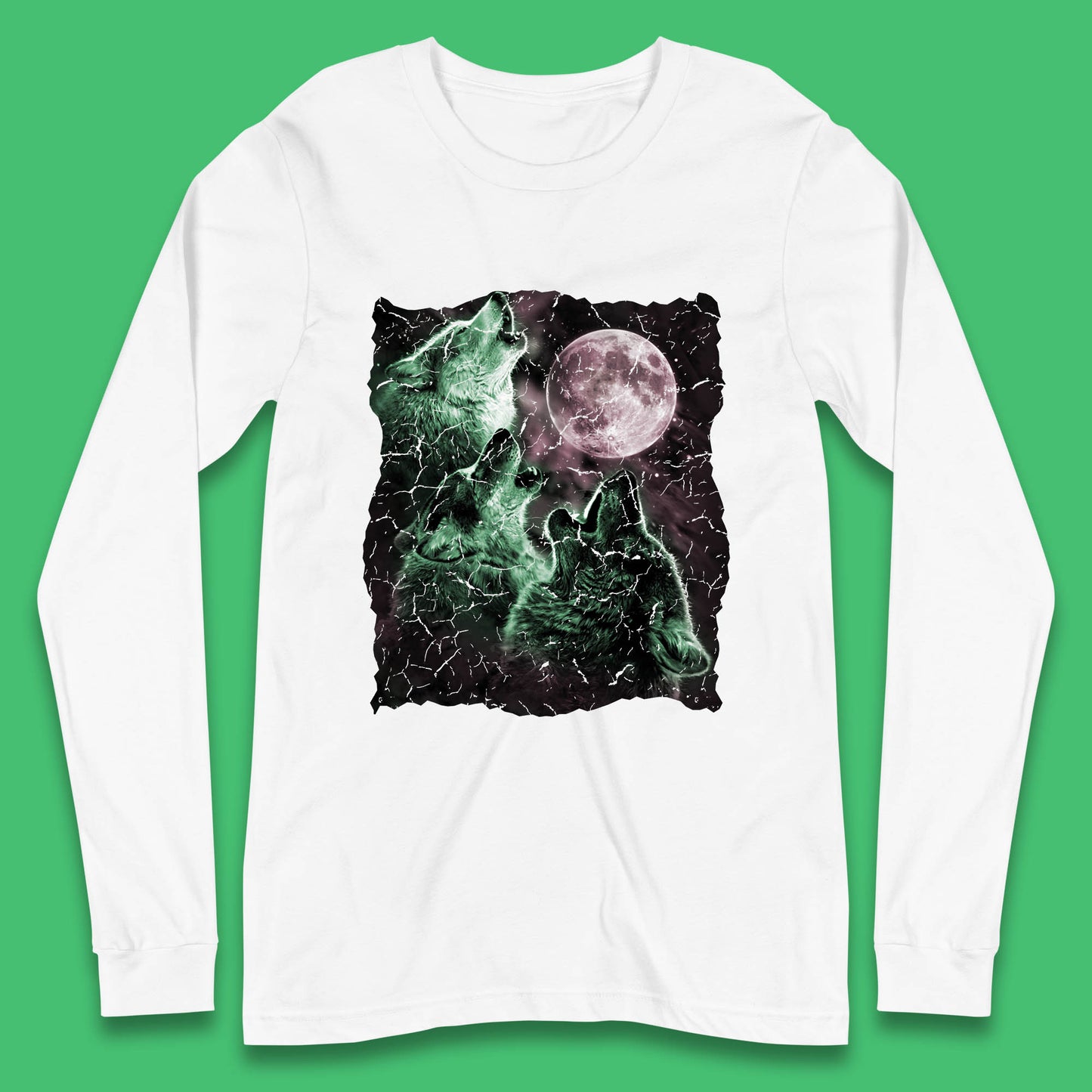 Three Wolf Howling At Moon Wild Free Wolves Three Wolf Dog Animal The Mountain Long Sleeve T Shirt