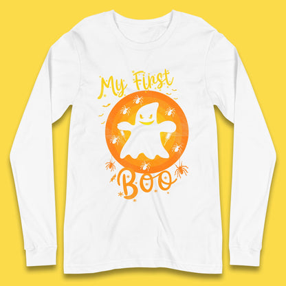 My First Boo Halloween Funny Boo Ghost Horror Scary Creepy Season Long Sleeve T Shirt