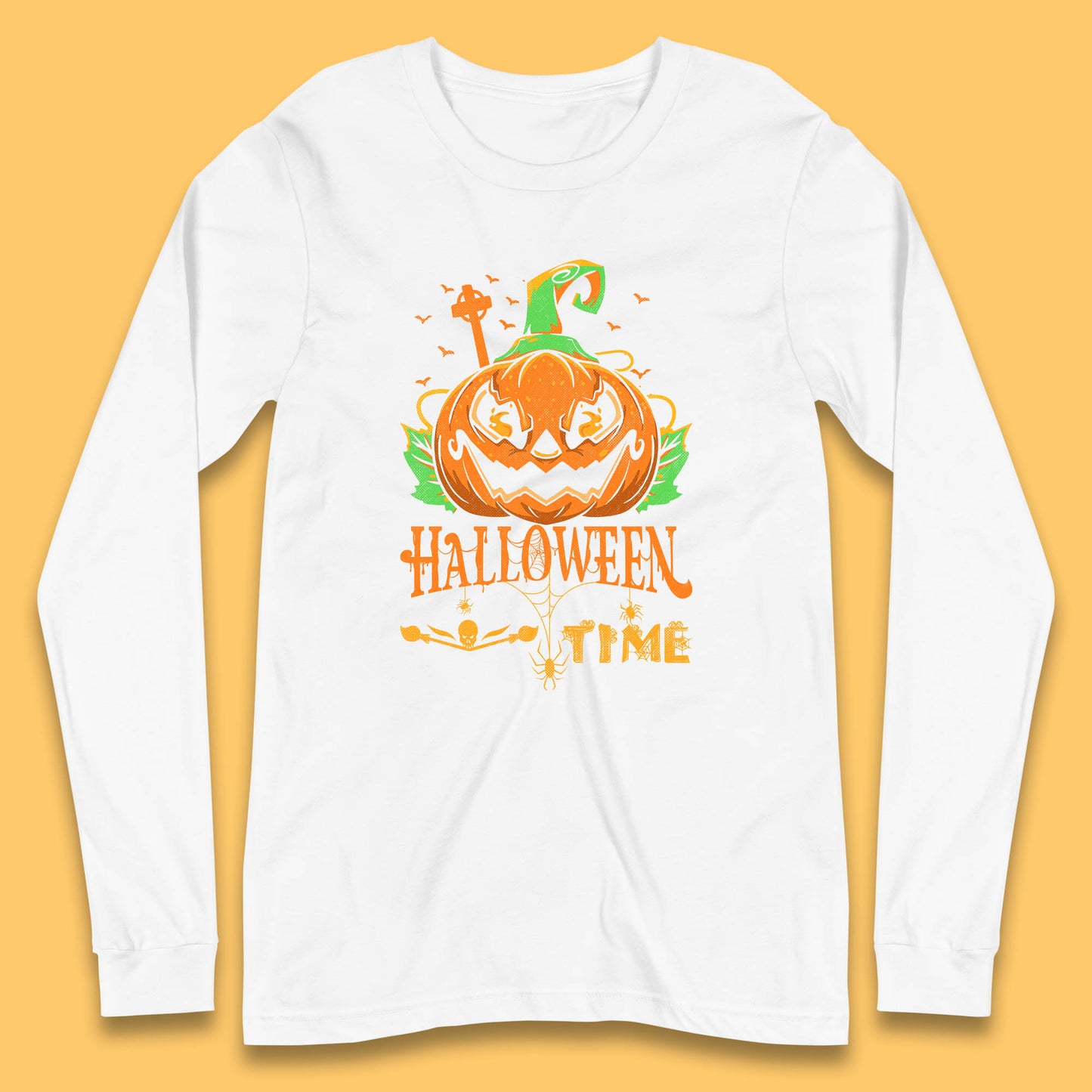 Halloween Time Scary Face Jack O Lantern Horror Pumpkin Halloween Scary Night Long Sleeve T Shirt