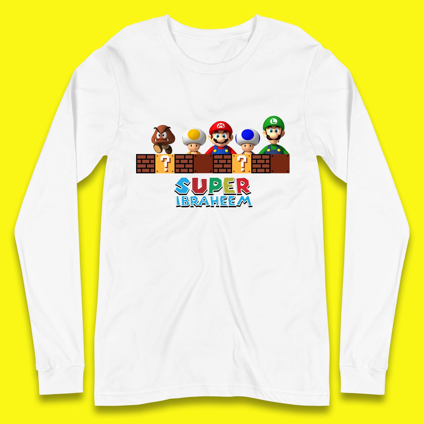 Personalised Super Mario Game Series Your Name Mario Bros Luigi Toad Mega Goomba Mario Long Sleeve T Shirt