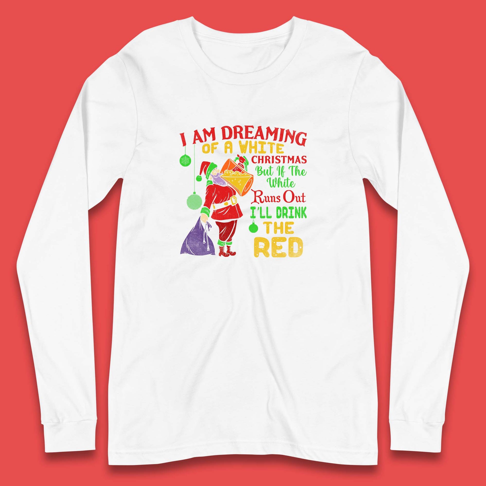 santa claus drinking long sleeve t shirt