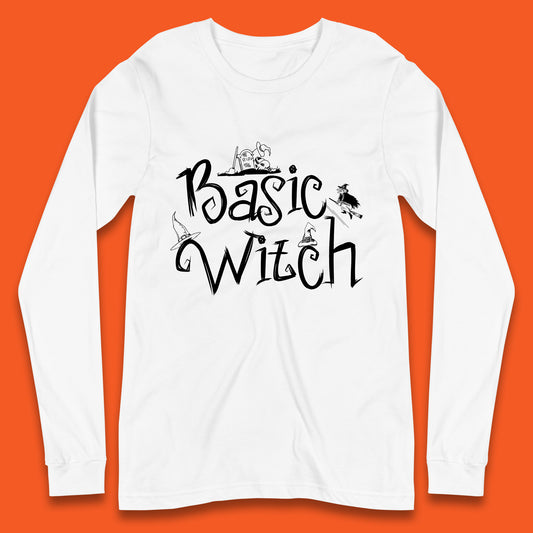 Basic Witch Funny Halloween Witch Horror Spooky Season Long Sleeve T Shirt