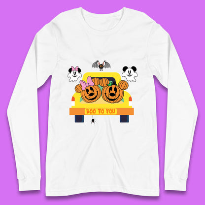 Disney Halloween Mickey Minnie Mouse Pumpkin Ghost Boo To You Horror Scary Disney Trip Long Sleeve T Shirt