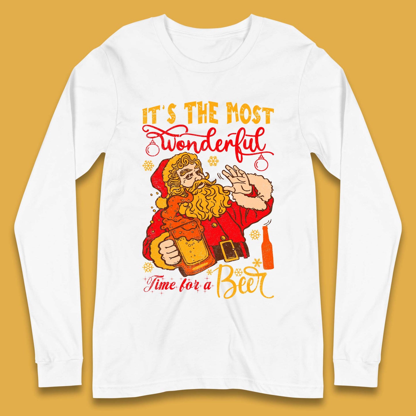 Santa Beer Time Christmas Long Sleeve T-Shirt