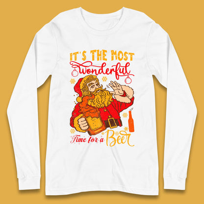 Santa Beer Time Christmas Long Sleeve T-Shirt
