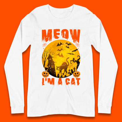 Meow I'm A Cat Halloween Black Cat Horror Scary Haunted House Long Sleeve T Shirt
