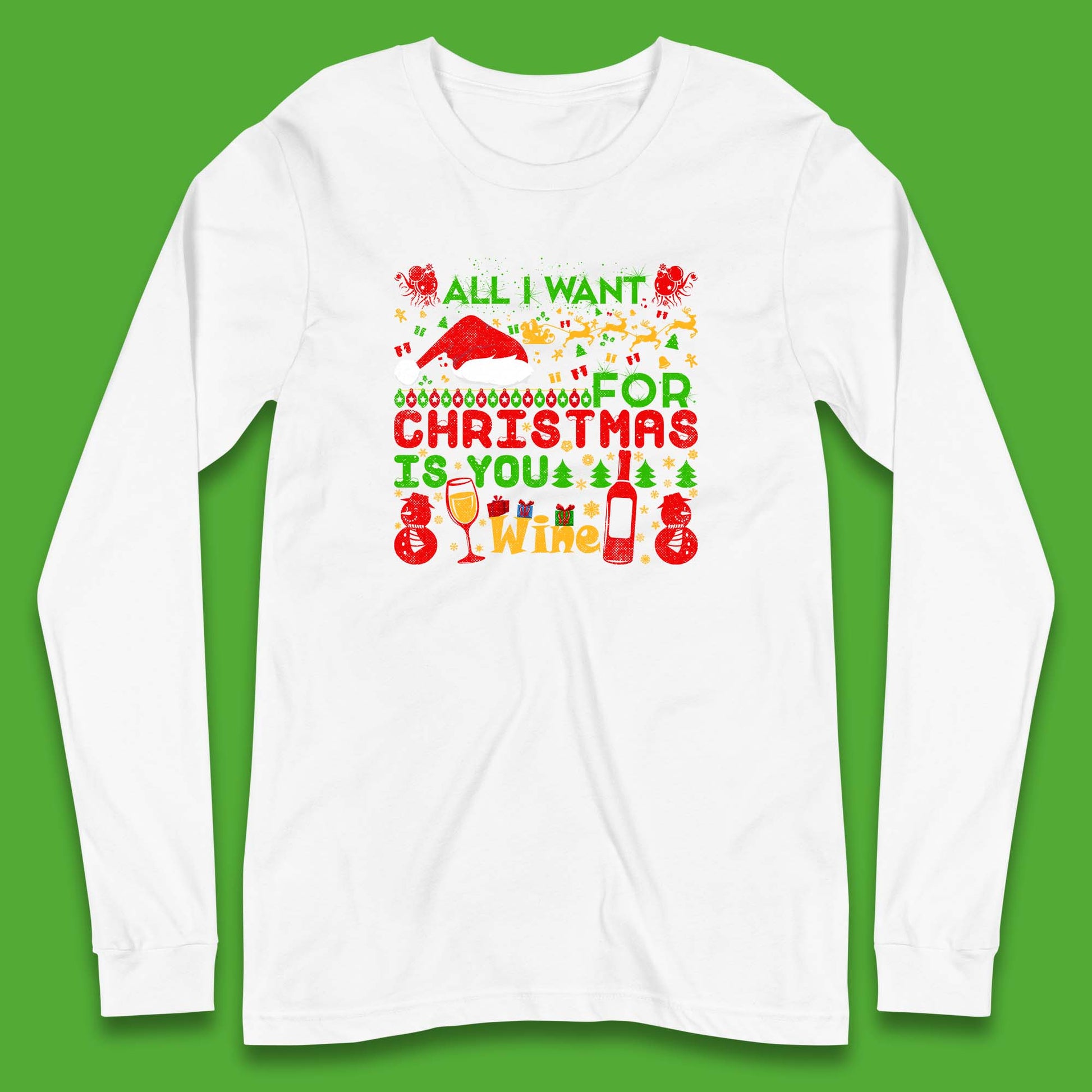 christmas wine long sleeve t shirt