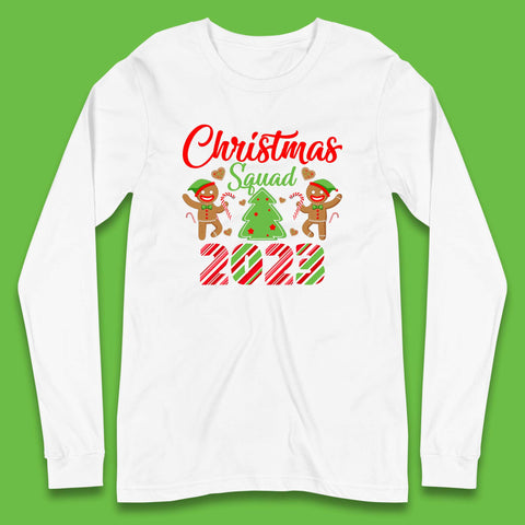 Christmas Squad 2023 Christmas Tree Xmas Gingerbread Man with Candy Cane Long Sleeve T Shirt