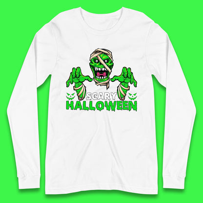 Scary Halloween Skull Zombie Mummy Horror Monster Zombie Hands Scary Vibes Long Sleeve T Shirt