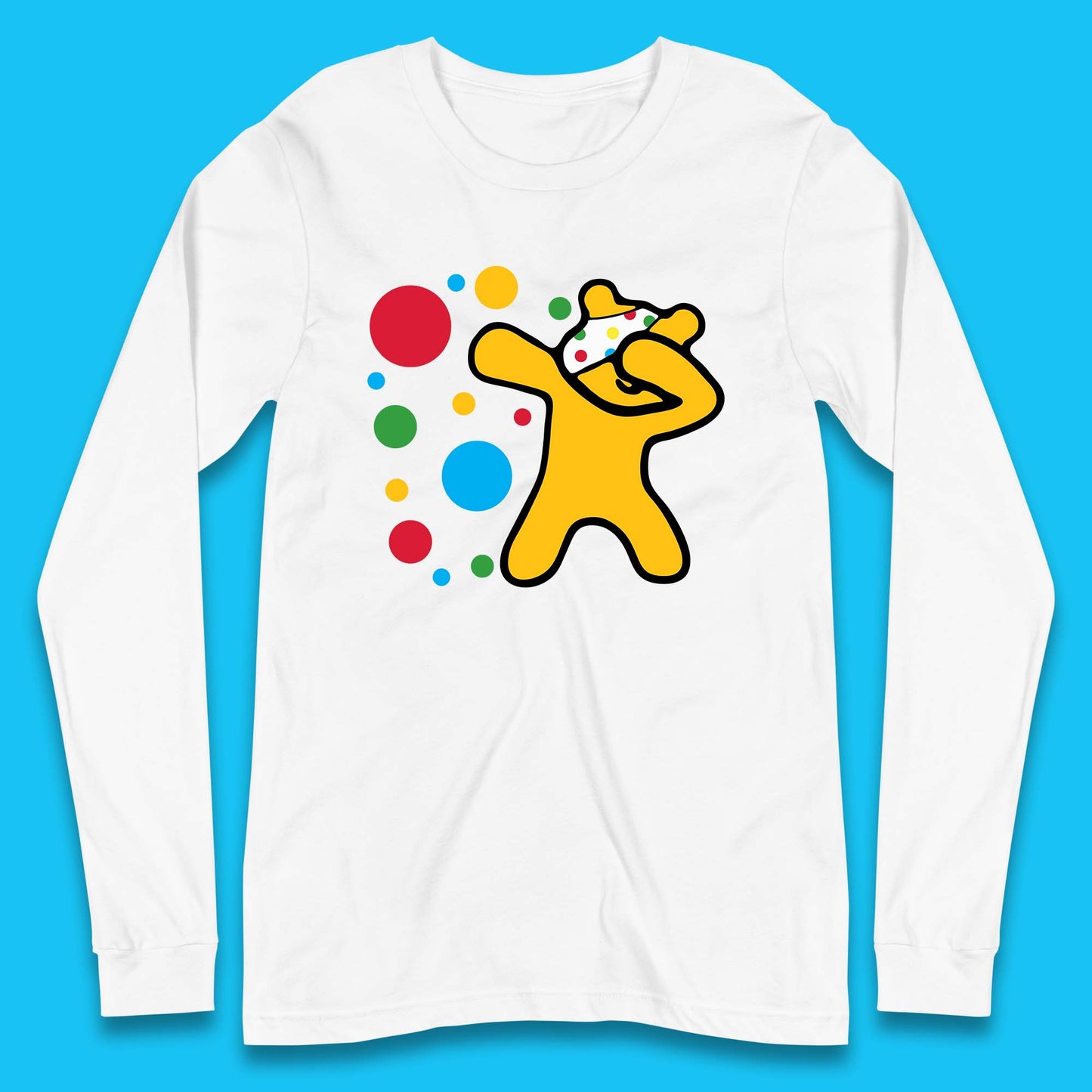 Dabbing Spotty Pudsey Bear Children In Need Dab Dance Spotty Day Donation Long Sleeve T Shirt