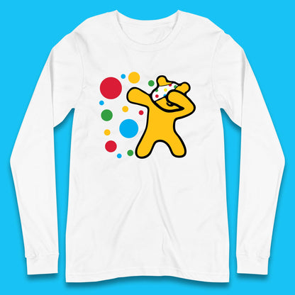 Dabbing Spotty Pudsey Bear Children In Need Dab Dance Spotty Day Donation Long Sleeve T Shirt