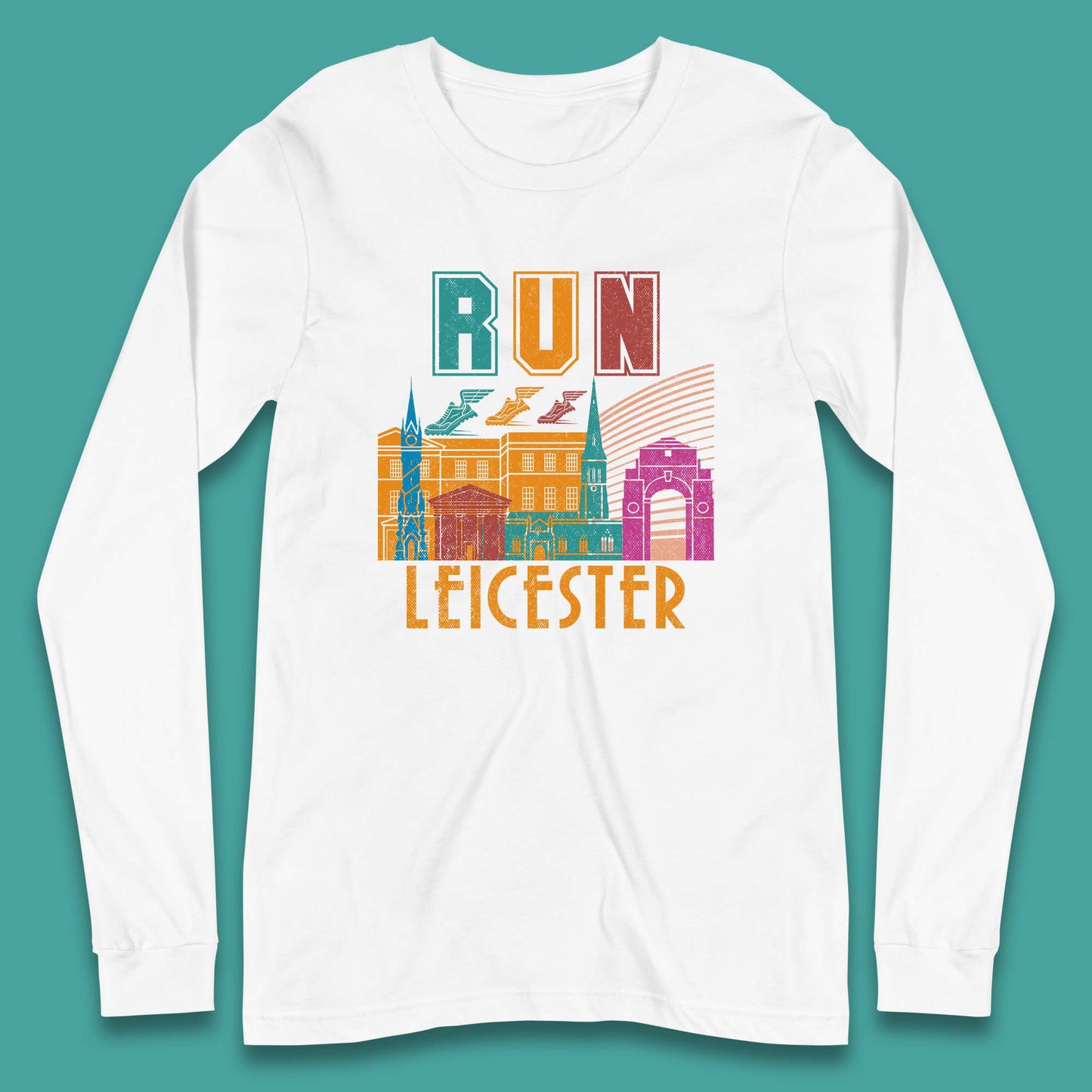 Run Leicester Festival Leicester Skyline Souvenir Race Leicester Running Long Sleeve T Shirt