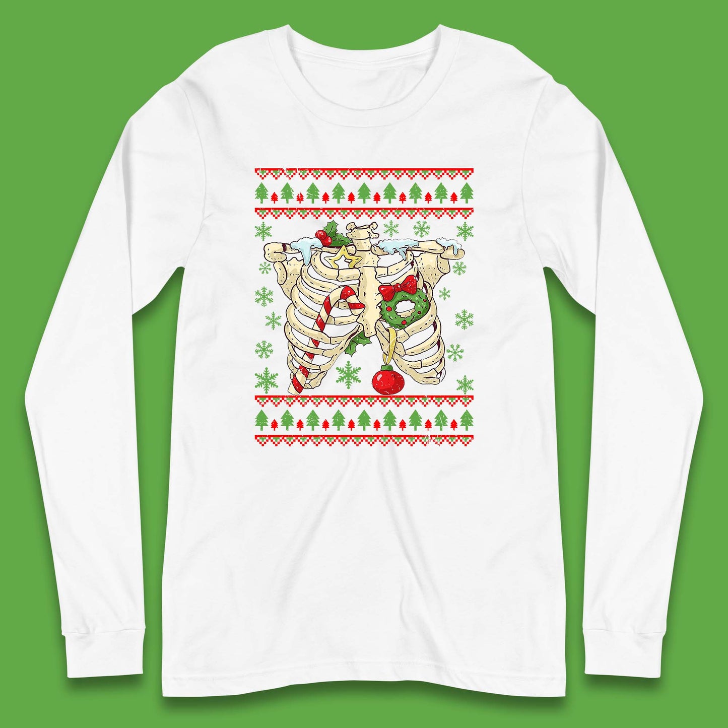 Christmas Ribs Skeleton Long Sleeve T-Shirt