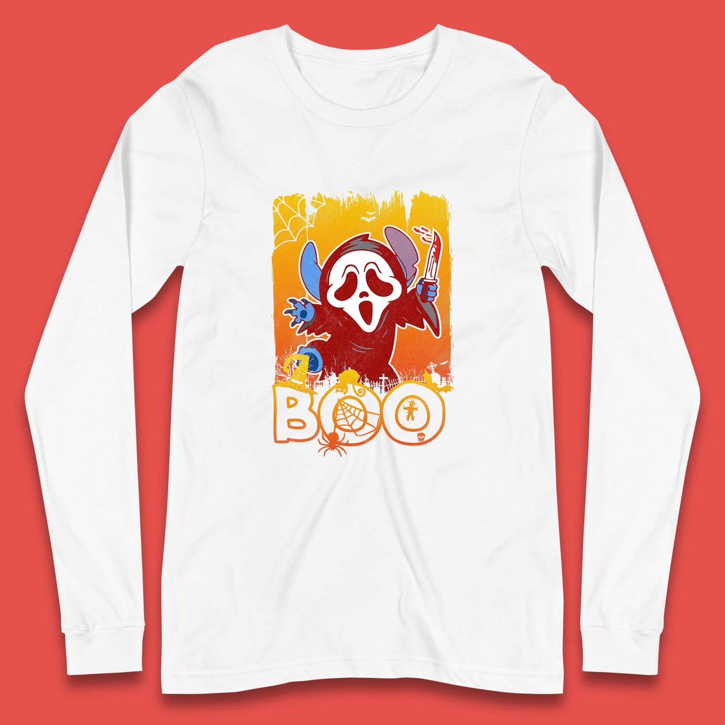 Stitch Scream Ghostface Disney Halloween Horror Movie  Disney Lilo & Stitch Long Sleeve T Shirt