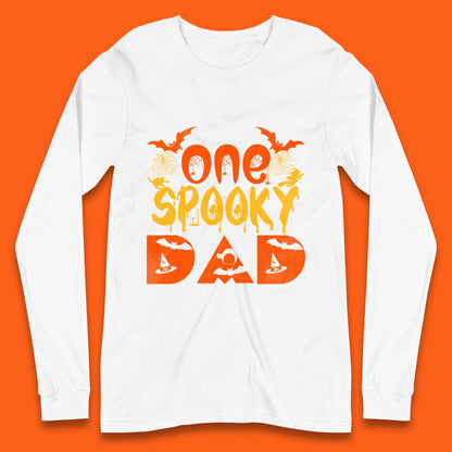 One Spooky Dad Happy Halloween Fall Season Dad Life Spooky Flying Bats Long Sleeve T Shirt