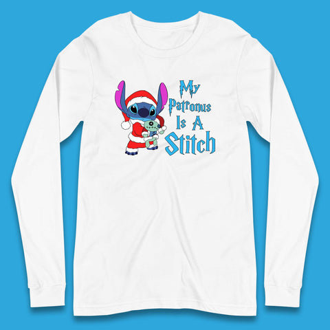 My Patronus Is A Stitch Disney Christmas Santa Stitch And Scrump Xmas Lilo And Stitch Long Sleeve T Shirt
