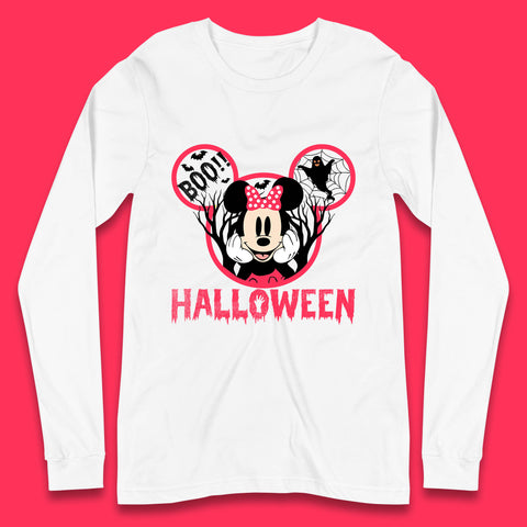 Disney Halloween Mickey Mouse Minnie Mouse Boo Ghost Horror Scary Disneyland Trip Long Sleeve T Shirt
