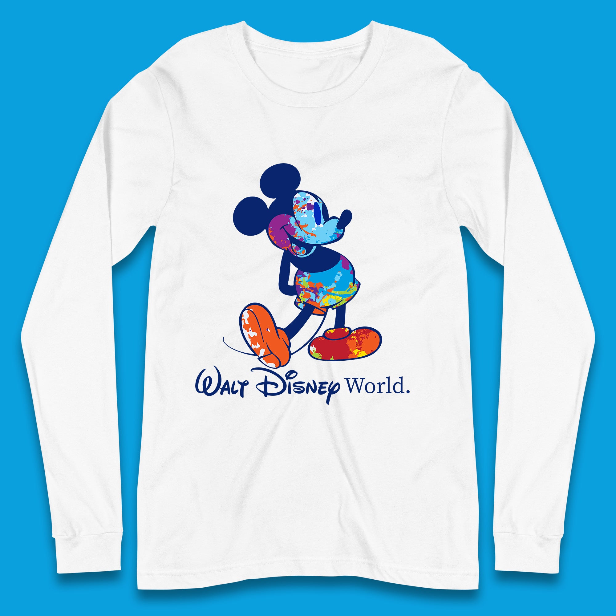 Walt Disnep World Mickey Mouse In Happy Mood Cartoon Character Disneyland Vacation Trip Disney World Long Sleeve T Shirt