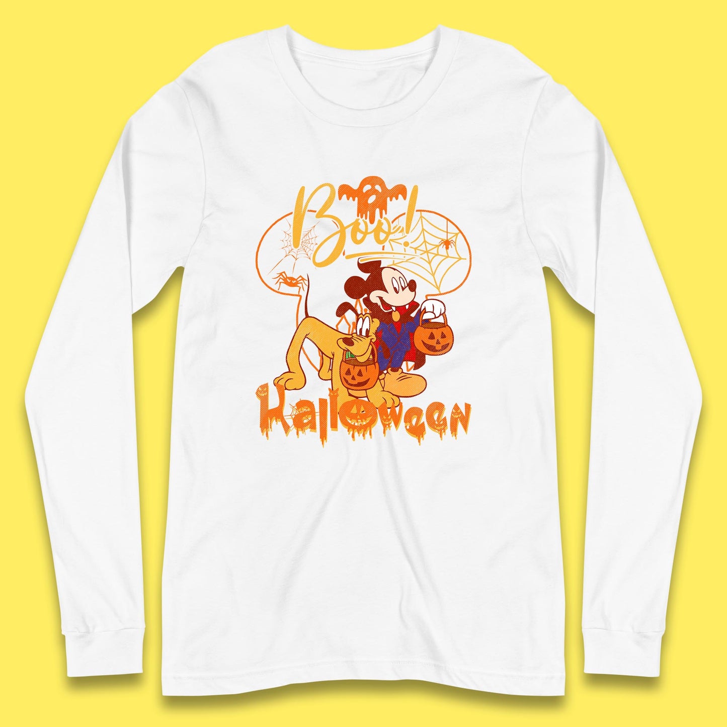 Boo Halloween Mickey Mouse And Pluto Friends Disney Halloween Disneyland Trip Long Sleeve T Shirt