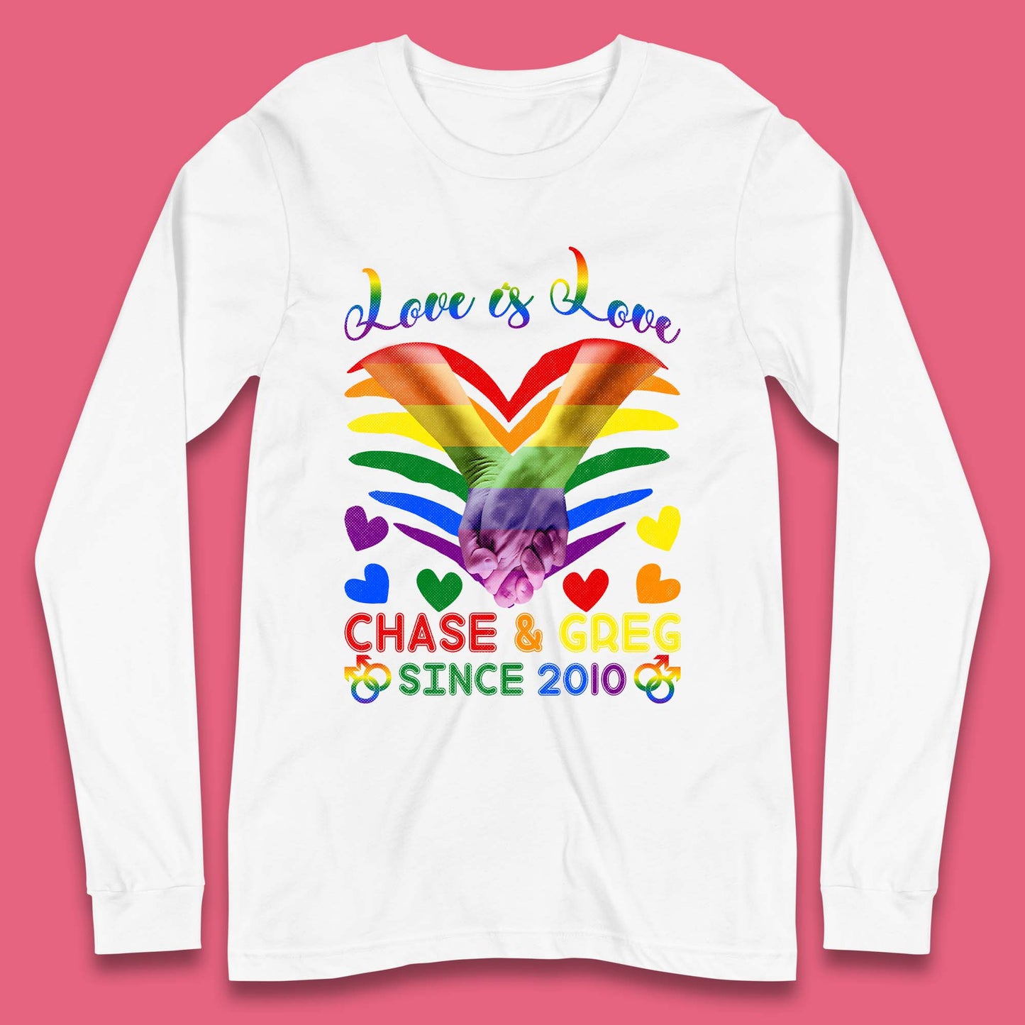 Personalised Lgbt Love Is Love Long Sleeve T-Shirt