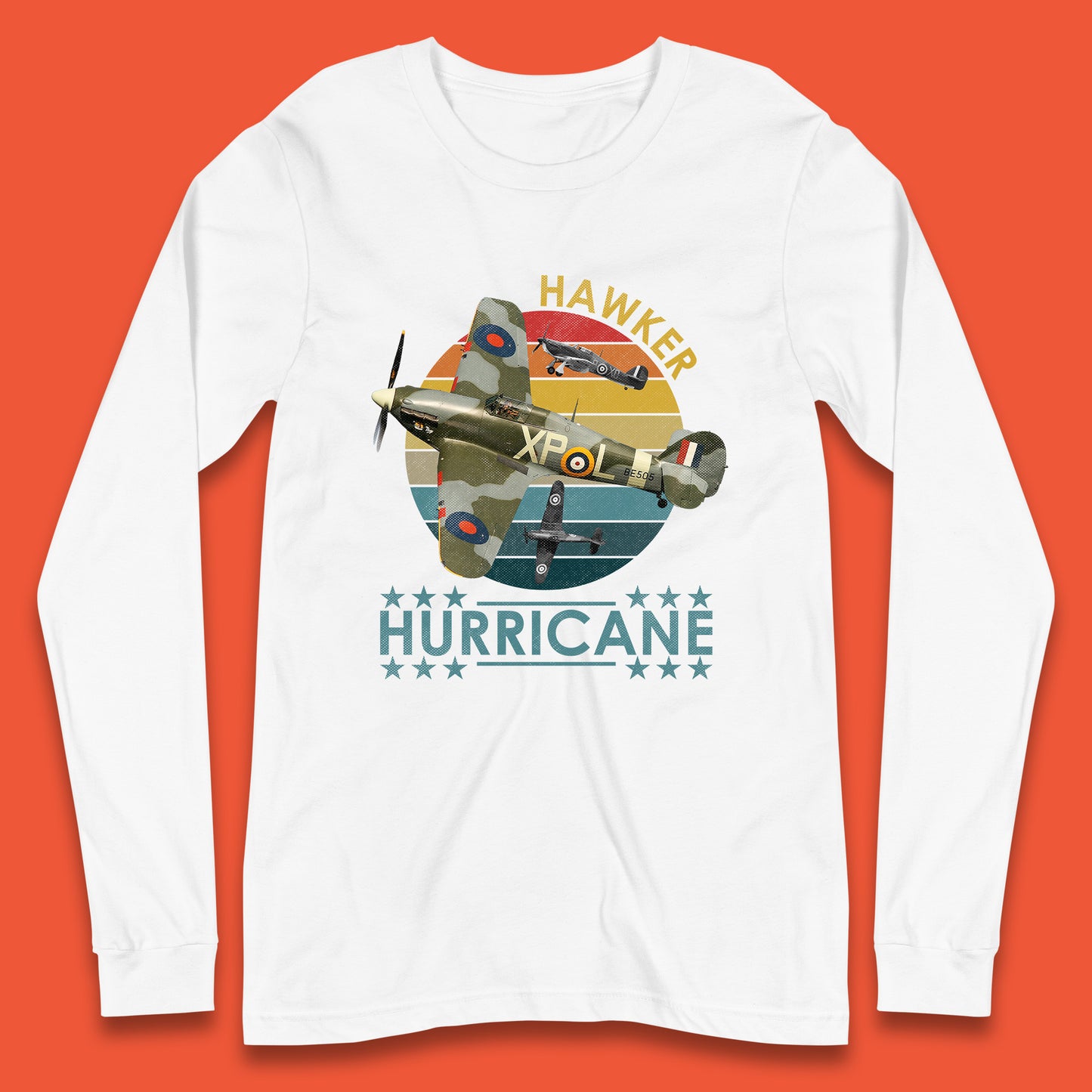 Hawker Hurricane UK Vintage WWII RAF Fighter Jet British Aircraft Royal Air Force Remembrance Day Long Sleeve T Shirt