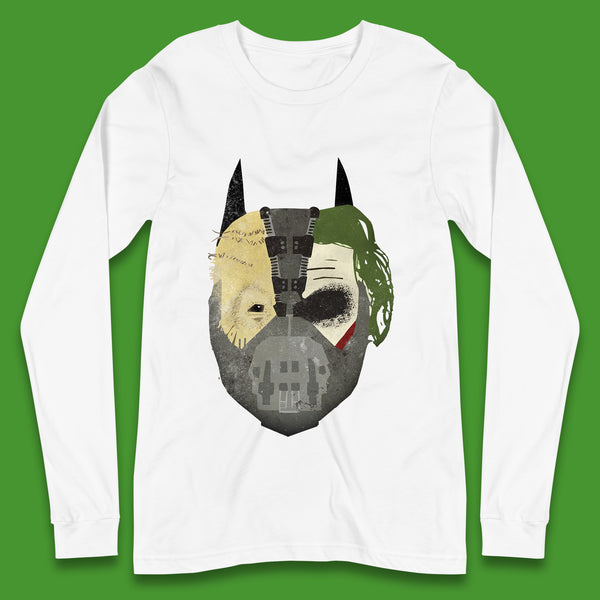 The Dark Knight Trilogy Batman Movie Villains Joker Scarecrow Bane Batman Trilogy Mashup Long Sleeve T Shirt