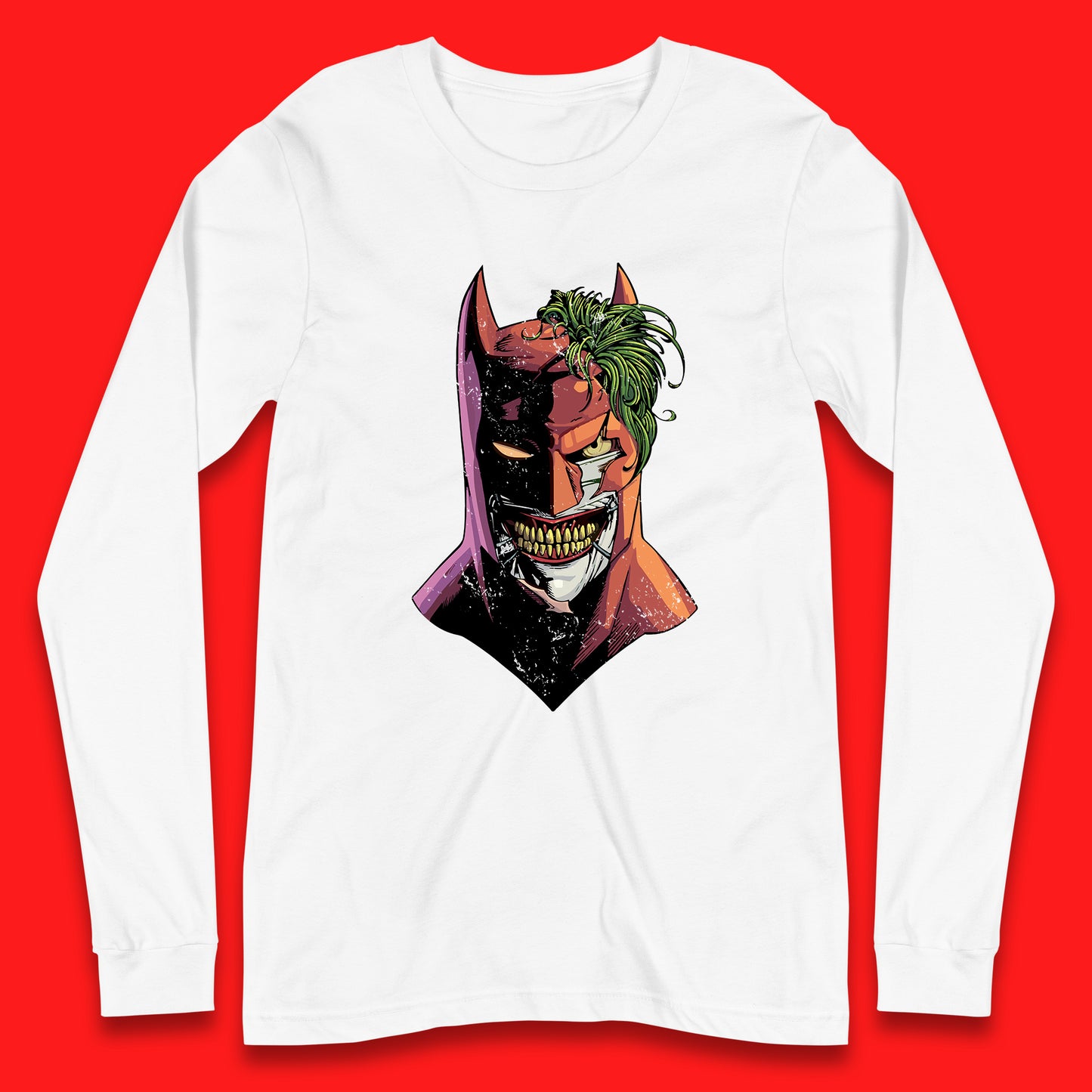 DC Comics Batman Mouth Wall Batman X The Joker Spoof Supervillain Comic Book Character Long Sleeve T Shirt
