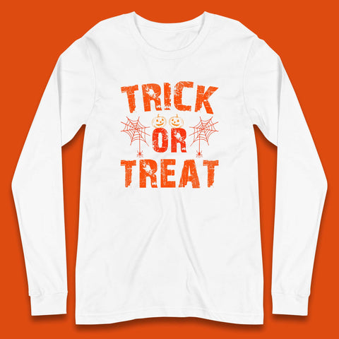 Trick Or Treat Happy Halloween Horror Scary Spooky Season Vibes Long Sleeve T Shirt