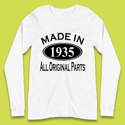 Made In 1935 All Original Parts Vintage Retro 88th Birthday Funny 88 Years Old Birthday Gift Long Sleeve T Shirt