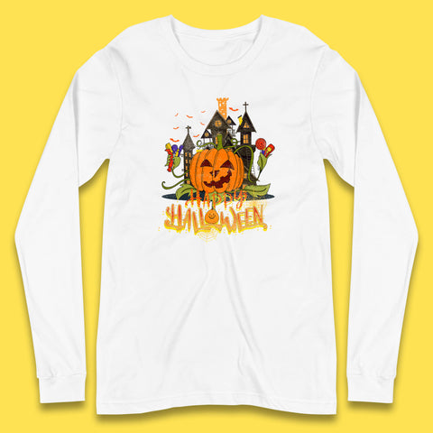 Happy Halloween Spooky Haunted House Halloween Pumpkin Horror Scary Jack-o-lantern Long Sleeve T Shirt