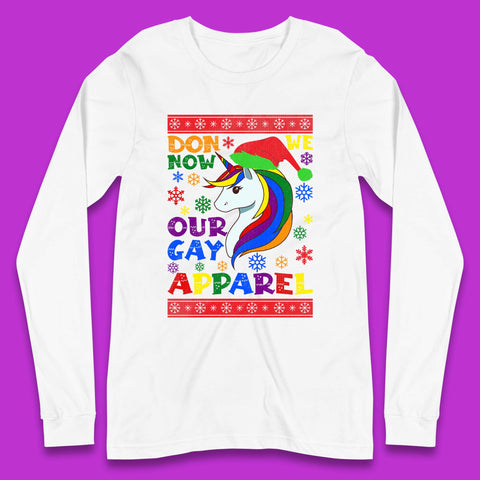 LGBT Rainbow Unicorn Christmas Long Sleeve T-Shirt