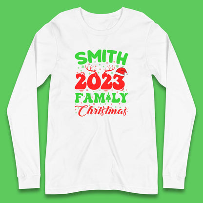Personalised 2023 Family Christmas Your Name Xmas Matching Family Costume Long Sleeve T Shirt