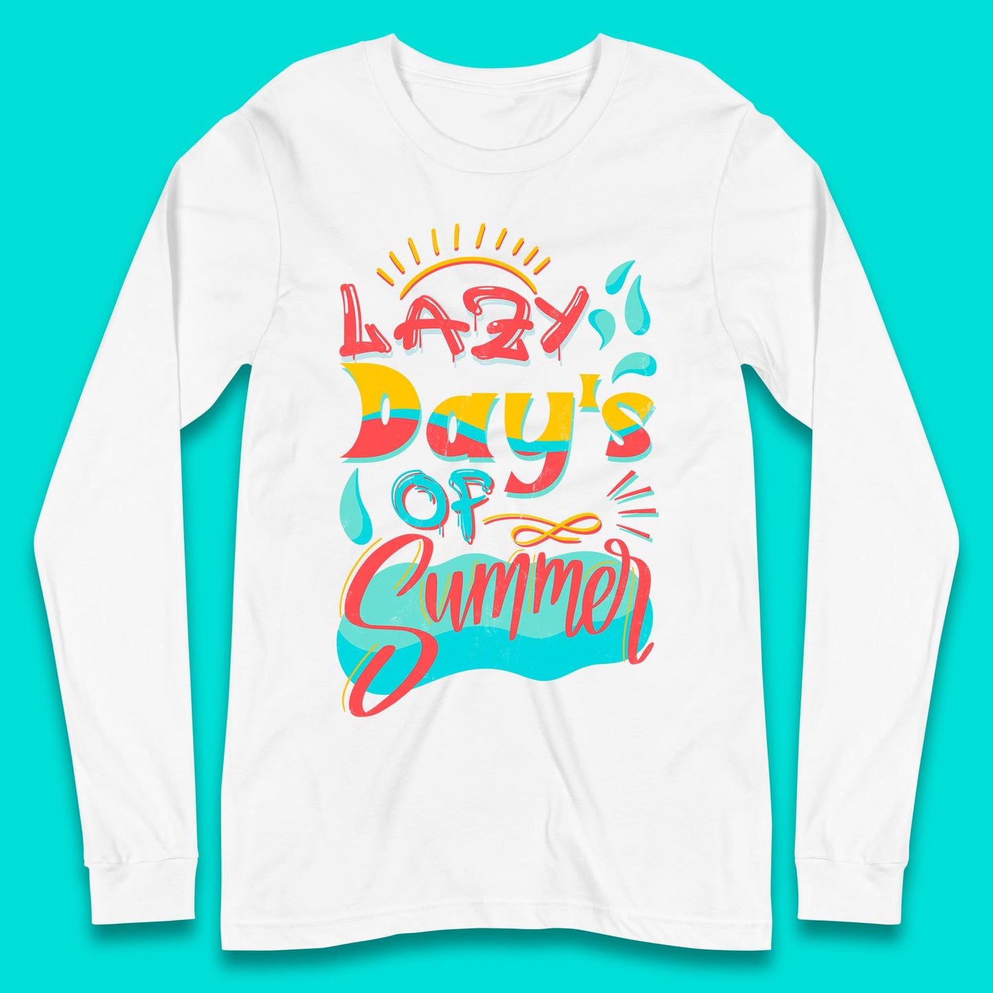 Lazy Days Of Summer Vintage Retro Sunset Surfer Beach Holiday Trip Long Sleeve T Shirt