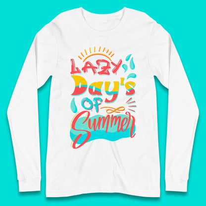 Lazy Days Of Summer Vintage Retro Sunset Surfer Beach Holiday Trip Long Sleeve T Shirt