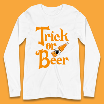 Trick Or Beer Halloween Drinking Beer Lover Drinker Halloween Party Long Sleeve T Shirt